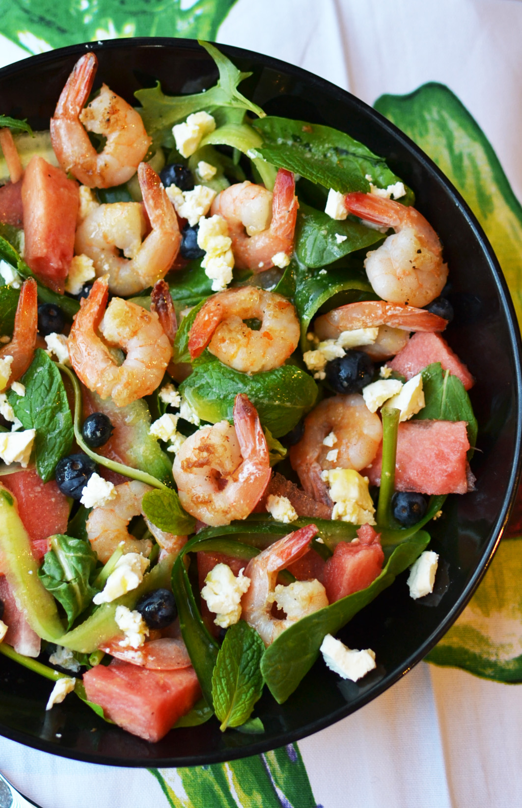 Watermelon and Feta Salad with Prawns - Fit Foodie Mommy