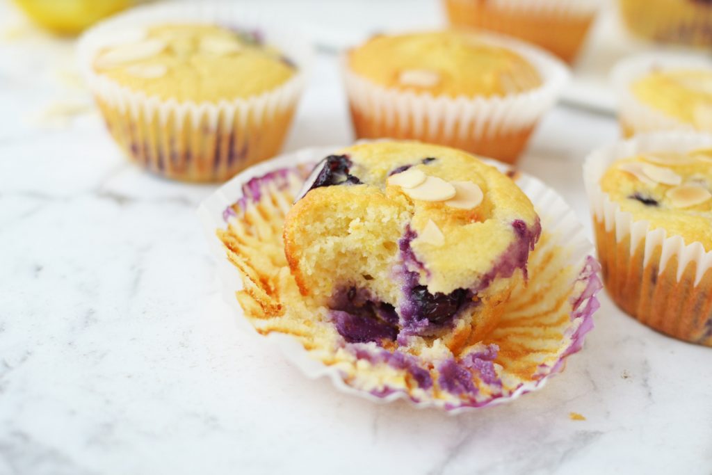 This image has an empty alt attribute; its file name is Lemon-Blueberry-Almond-Muffins-3-1024x683.jpg