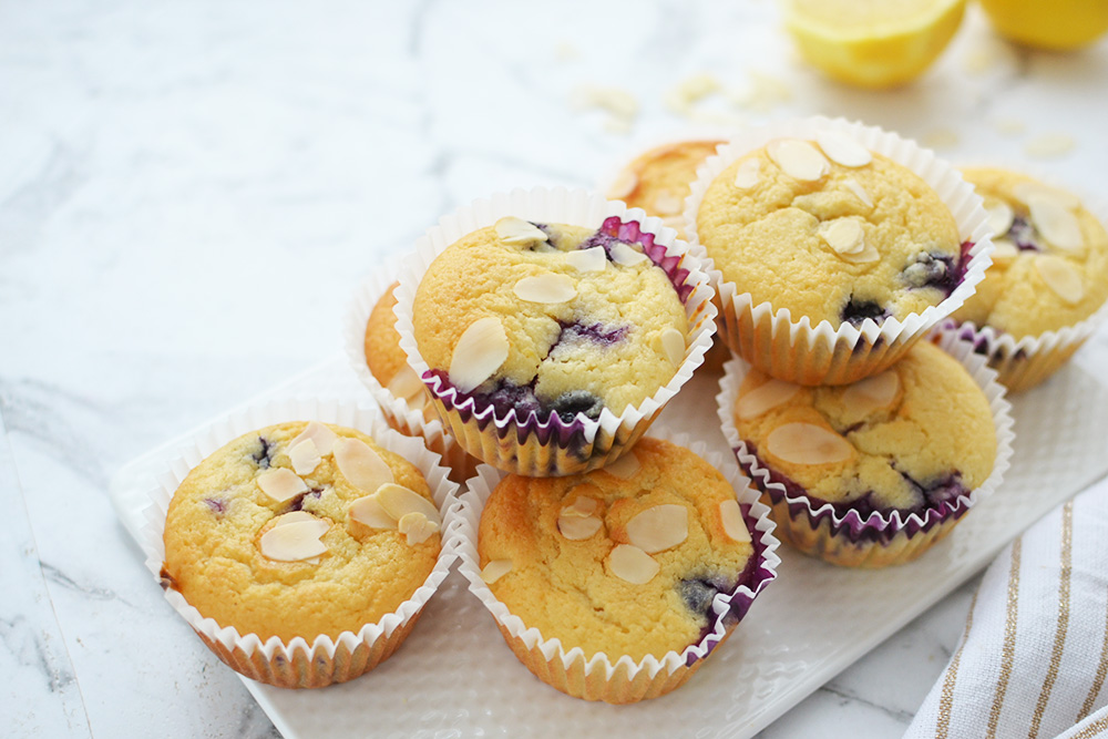 Lemon blueberry almond muffins