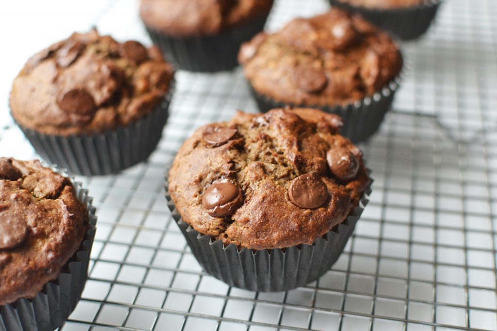 Chocolate Banana Protein Muffins - Fit FOodie Mommy